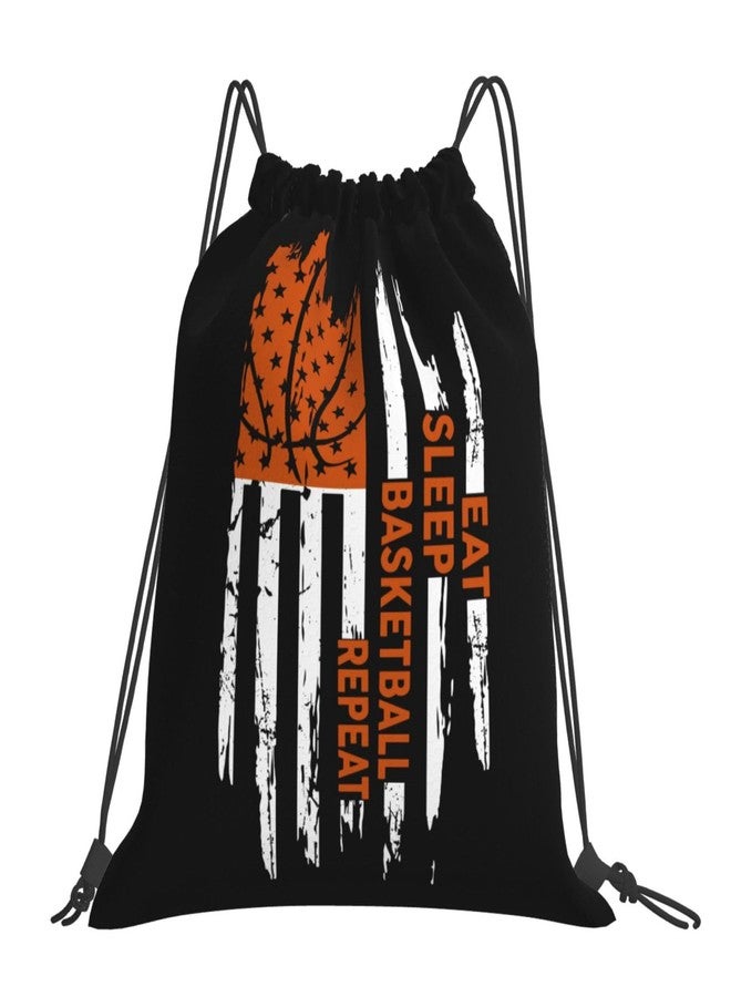 AIMASTZ Eat Sleep Basketball Repeat Unisex Drawstring Backpack Bag Sport Gym Travel Swim Sackpack - Image 1